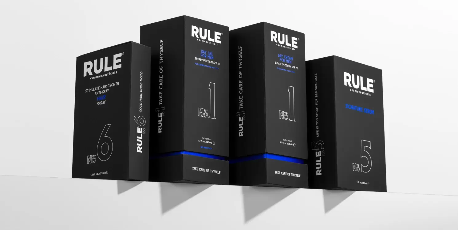 Rule Cosmeceuticals, Rigid Box, Foil, Secondary Packaging, Strategic Design